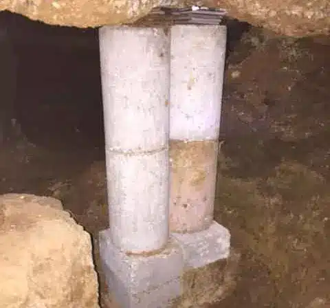 During Foundation Repair - under slab concrete cylinder piers